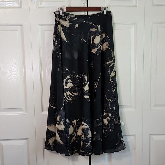 Studio By Liz Claiborne Black Florl Maxi Skirt Size 10 Whimsigoth Fairy Academia - Picture 2 of 11